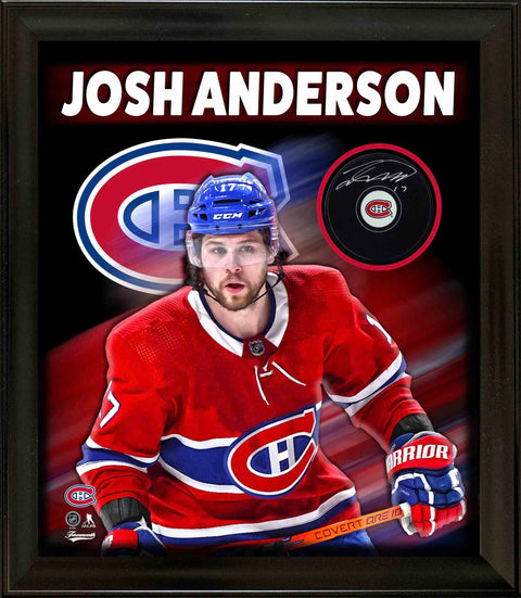 Anderson,J Signed Puck Framed PhotoGlass Canadiens