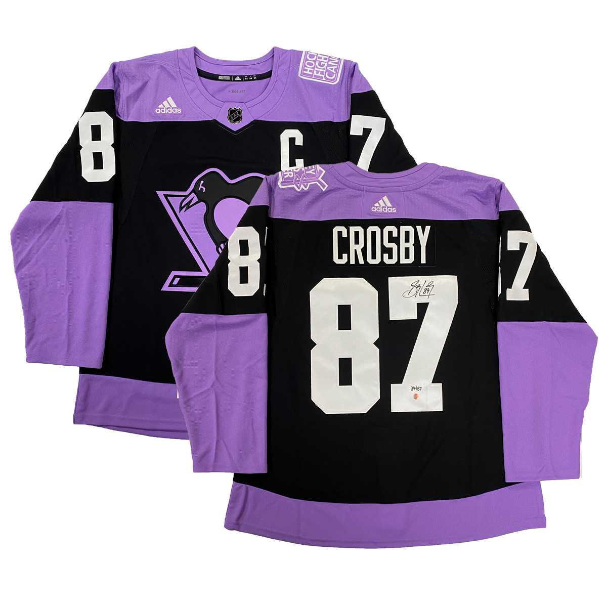 Pittsburgh Penguins adidas Hockey Fights Cancer Practice Jersey - Black