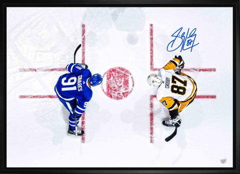 Crosby,S Signed 20x29 Canvas Framed Penguins Overhead vs Tavares-H