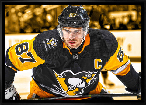 Crosby,S 20x29 Canvas Framed Penguins Face-Off-H