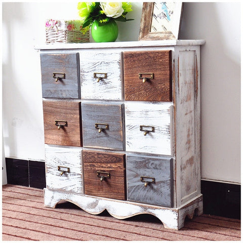 Creative Nordic simple solid wood home furniture bedroom bedside cabinet kitchen furniture retro style living room storage table