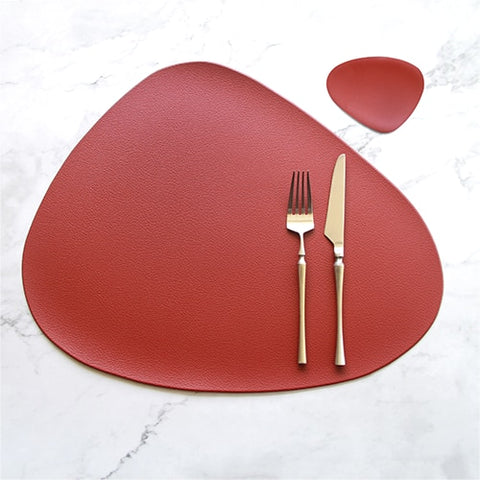 Modern Heat Insulated Leather Placemats 2/4/6/8/10 pc