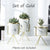 Set of 3pcs Marbling White Ceramic Flower Pots with Iron Stand